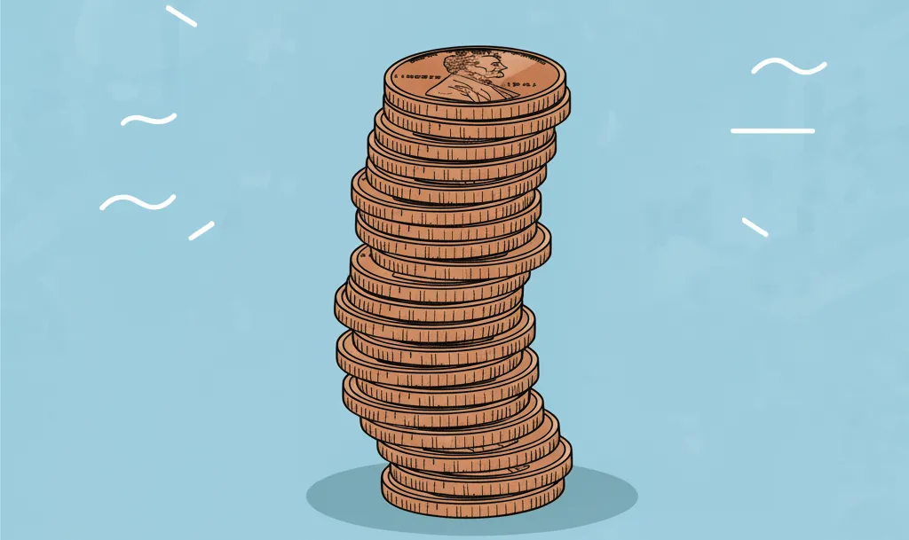 a column of Lincoln penny coins